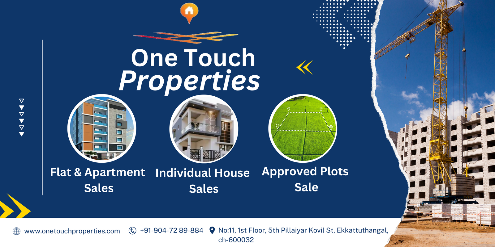 Blue Navy Yellow Modern Construction Company Banner